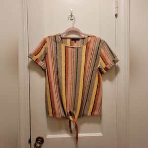 Kim & Cami Women's Striped Blouse With Tie Detail Size S